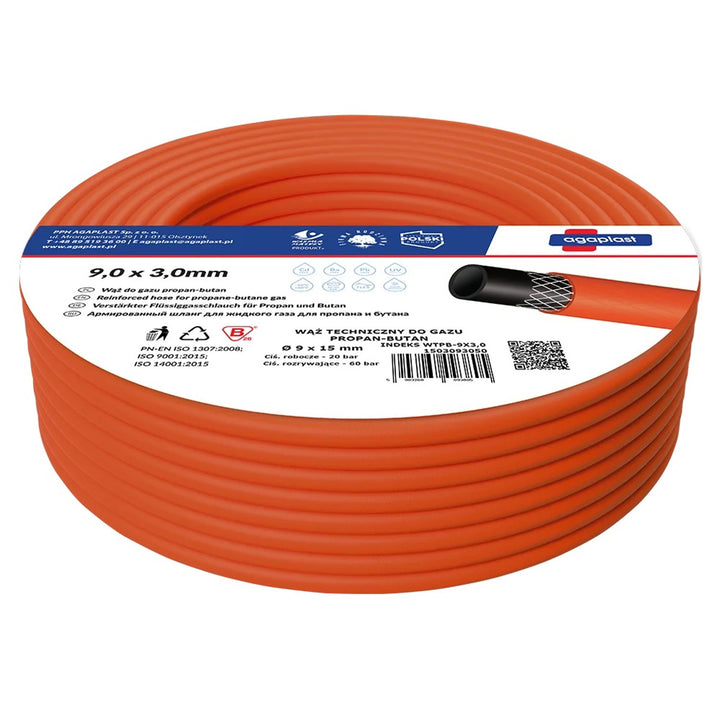 Manguera de gas propano-butano agaplast 25m pvc flexible y ligera