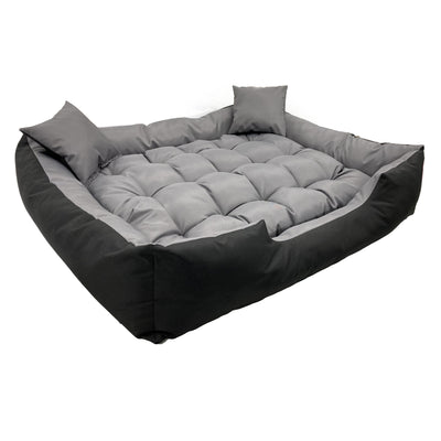 Ecco Cama para perros y gatos con cojín Cama impermeable de nylon para perros Cama para mascotas Material impermeable lavable (Tamaño interior: 40x30 / Tamaño exterior: 55x45cm, Gris/Negro)