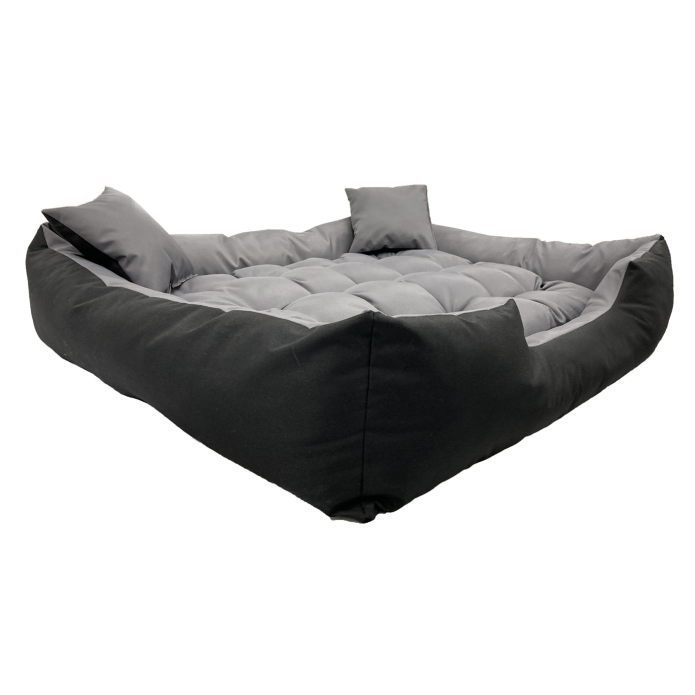 Ecco Cama para perros y gatos con cojín Cama impermeable de nylon para perros Cama para mascotas Material impermeable lavable (Tamaño interior: 40x30 / Tamaño exterior: 55x45cm, Gris/Negro)