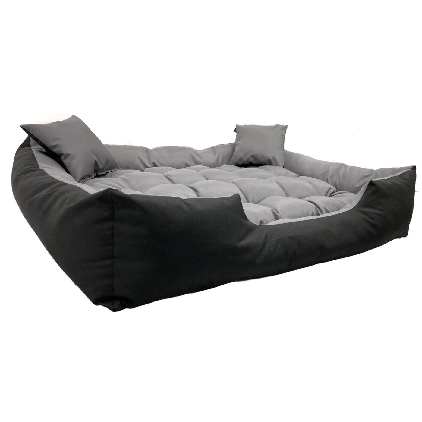 Ecco Cama para perros y gatos con cojín Cama impermeable de nylon para perros Cama para mascotas Material impermeable lavable (Tamaño interior: 40x30 / Tamaño exterior: 55x45cm, Gris/Negro)