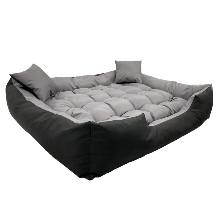 Cama para cães e gatos Ecco com almofada Cama para cães de nylon impermeável Cama para animais de estimação Material lavável à prova d'água (tamanho interno: 40x30 / tamanho externo: 55x45cm, cinza/preto)