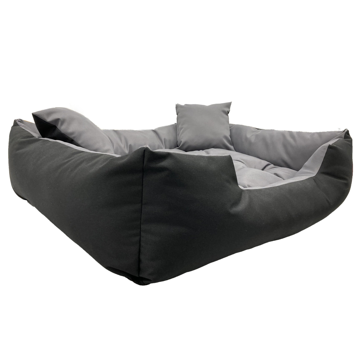 Ecco Cama para perros y gatos con cojín Cama impermeable de nylon para perros Cama para mascotas Material impermeable lavable (Tamaño interior: 40x30 / Tamaño exterior: 55x45cm, Gris/Negro)