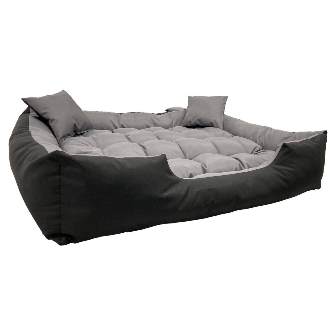 Ecco Cama para perros y gatos con cojín Cama impermeable de nylon para perros Cama para mascotas Material impermeable lavable (Tamaño interior: 40x30 / Tamaño exterior: 55x45cm, Gris/Negro)