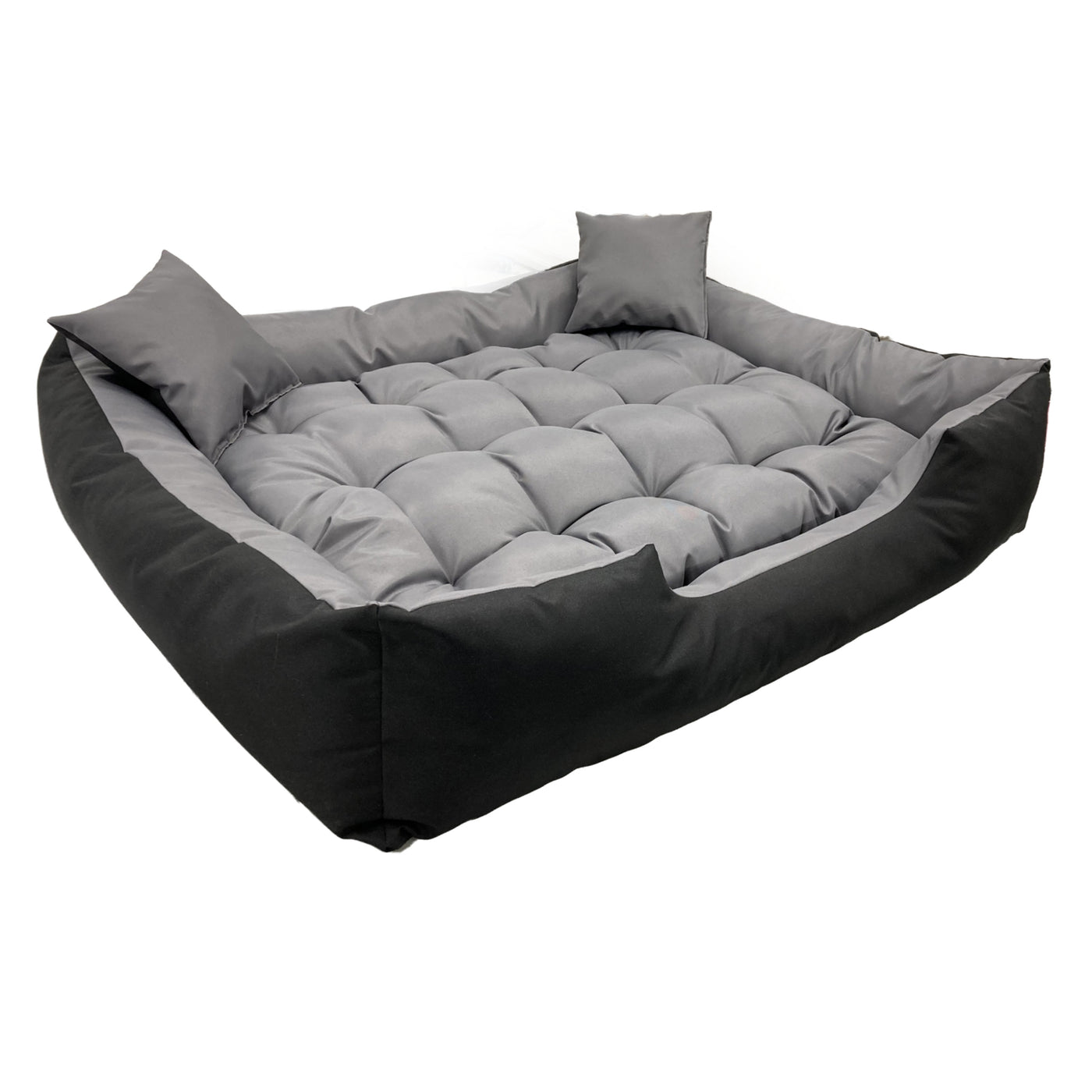 Cama para cães e gatos Ecco com almofada Cama para cães de nylon impermeável Cama para animais de estimação Material lavável à prova d'água (tamanho interno: 60x50 / tamanho externo: 75x65cm, cinza/preto)