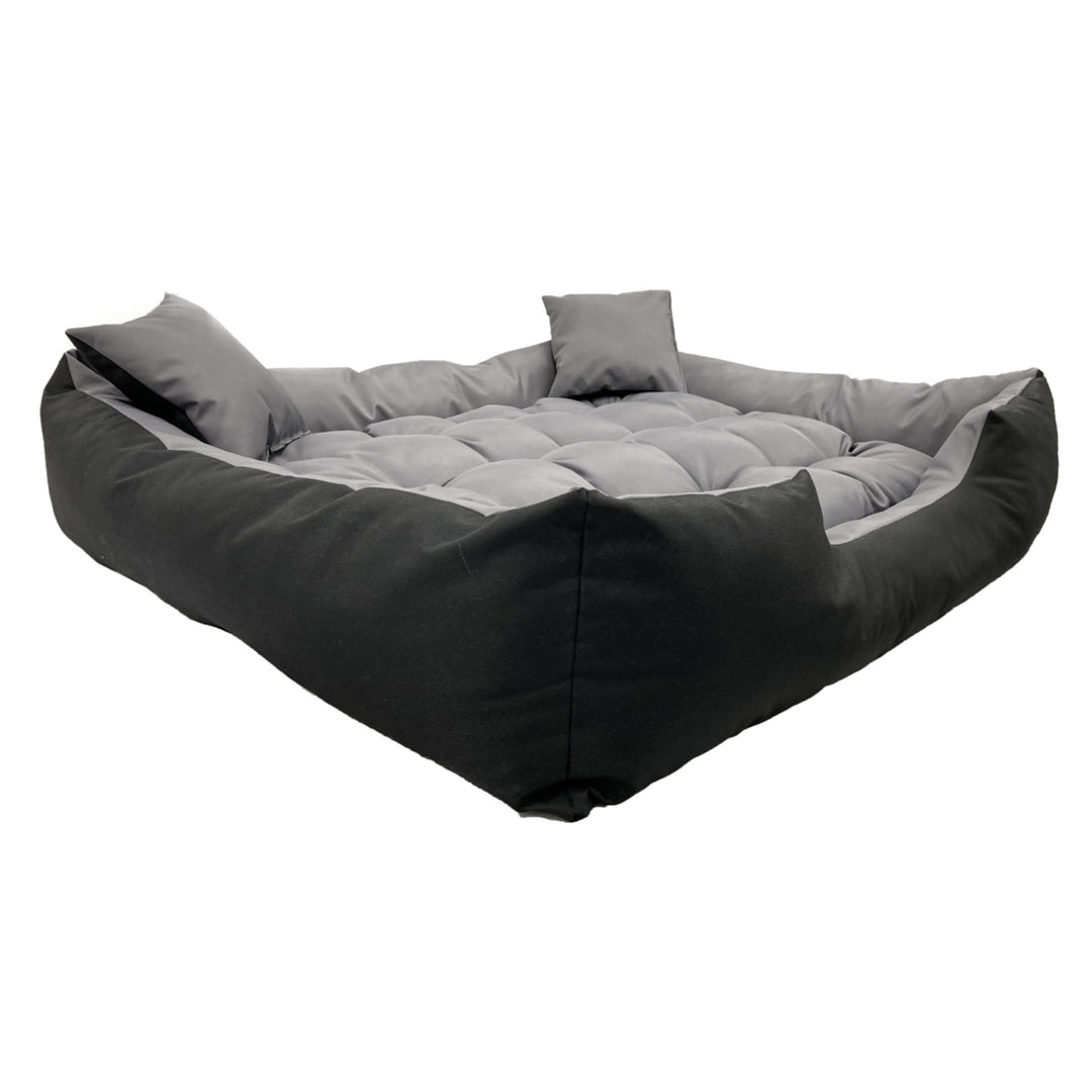 Cama para cães e gatos Ecco com almofada Cama para cães de nylon impermeável Cama para animais de estimação Material lavável à prova d'água (tamanho interno: 80x60 / tamanho externo: 100x75cm, cinza/preto)