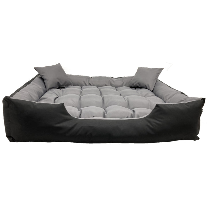 Cama para cães e gatos Ecco com almofada Cama para cães de nylon impermeável Cama para animais de estimação Material lavável à prova d'água (tamanho interno: 80x60 / tamanho externo: 100x75cm, cinza/preto)