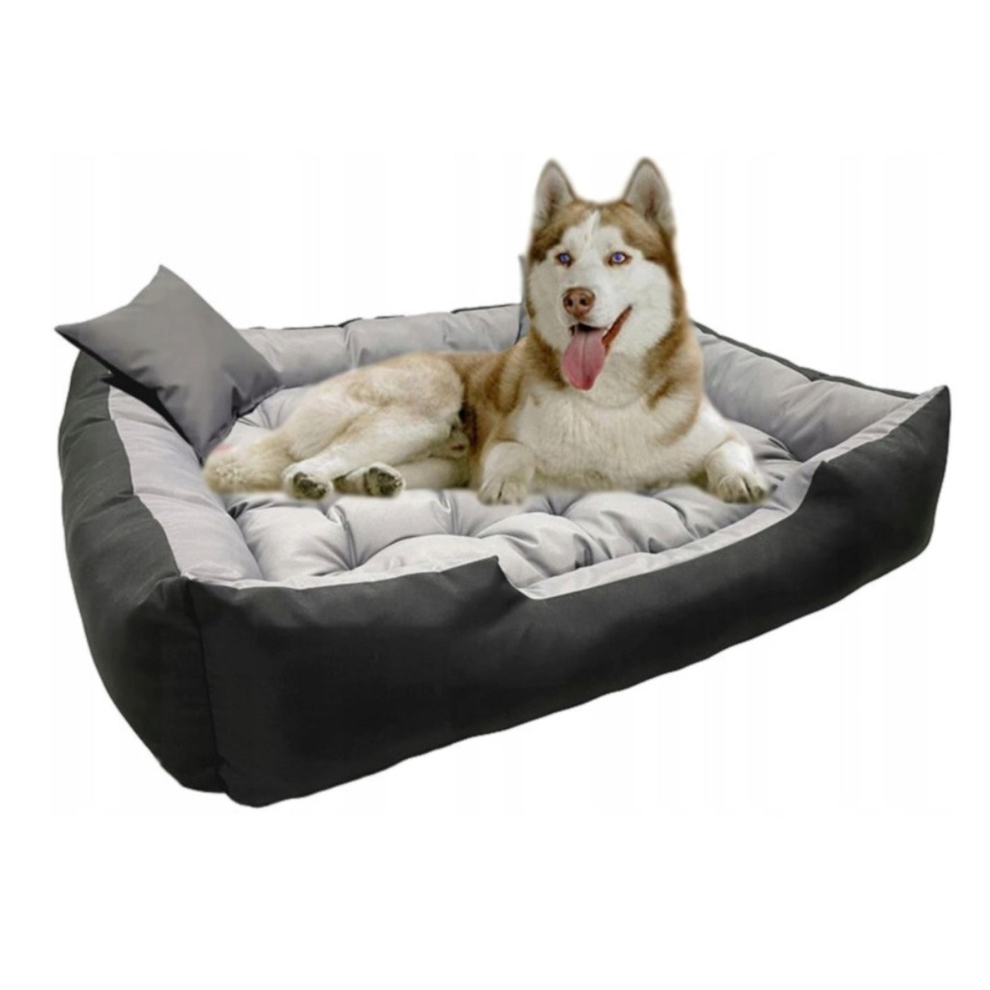 Ecco Cama para perros y gatos con cojín Cama impermeable de nylon para perros Cama para mascotas Material impermeable lavable (Dimensiones interiores: 100x80 / Dimensiones exteriores: 115x95cm, Gris/Negro)