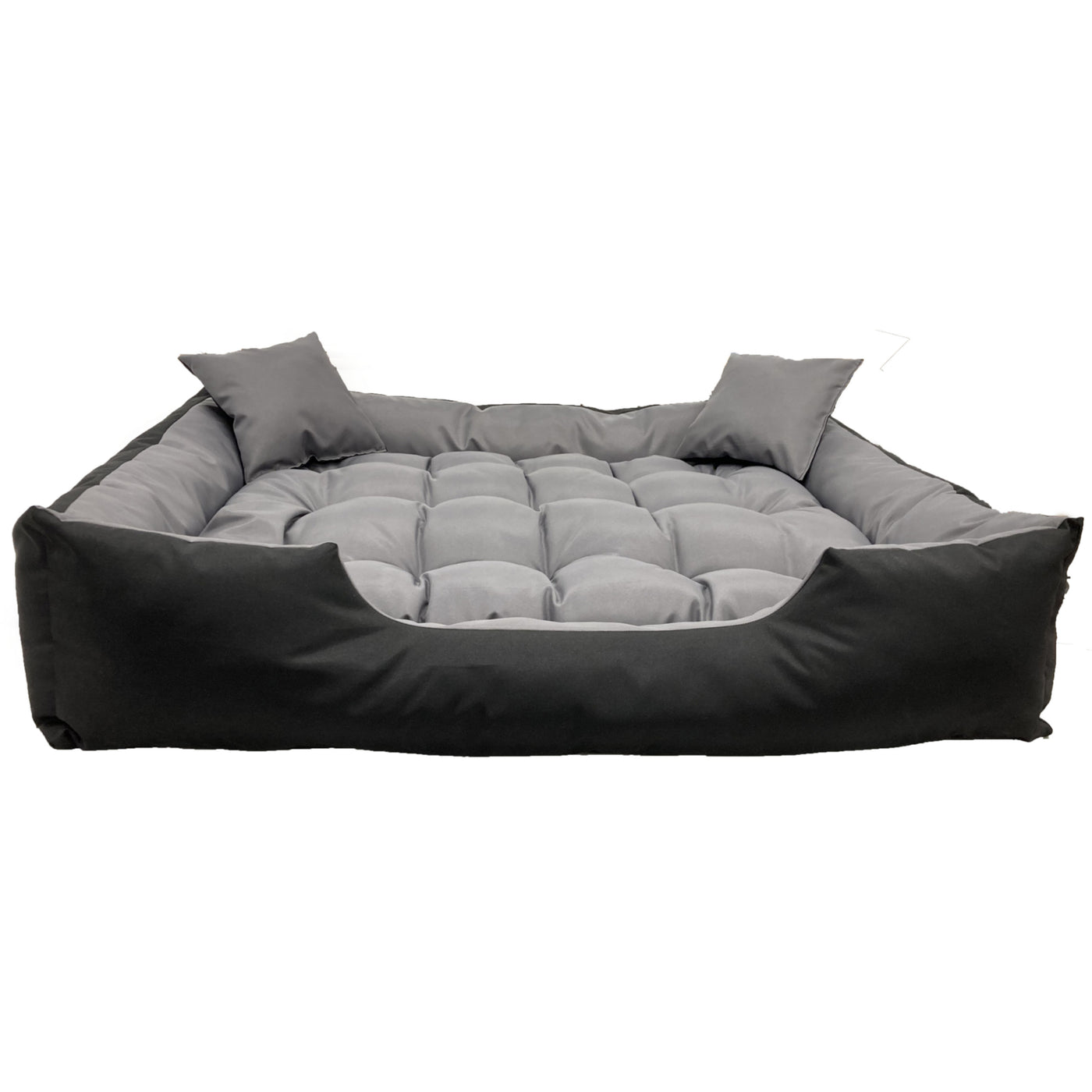 Ecco Cama para perros y gatos con cojín Cama impermeable de nylon para perros Cama para mascotas Material impermeable lavable (Dimensiones interiores: 100x80 / Dimensiones exteriores: 115x95cm, Gris/Negro)