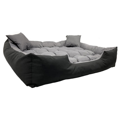 Cama Ecco para cães e gatos com almofada impermeável Nylon Cama para cães lavável e material impermeável (Dimensões internas: 115x90 / Dimensões externas: 130x105cm, cinza/preto)