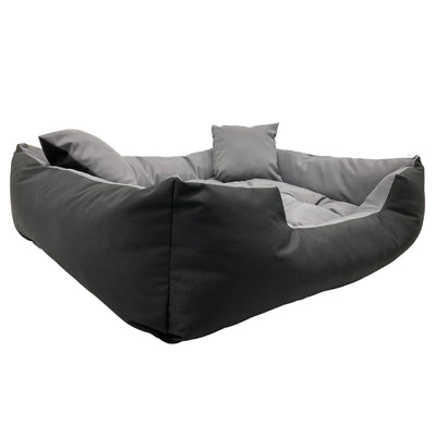 Cama Ecco para cães e gatos com almofada impermeável Nylon Cama para cães lavável e material impermeável (Dimensões internas: 115x90 / Dimensões externas: 130x105cm, cinza/preto)