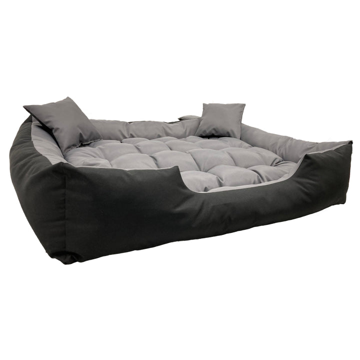 Cama Ecco para cães e gatos com almofada impermeável Nylon Cama para cães lavável e material impermeável (Dimensões internas: 115x90 / Dimensões externas: 130x105cm, cinza/preto)