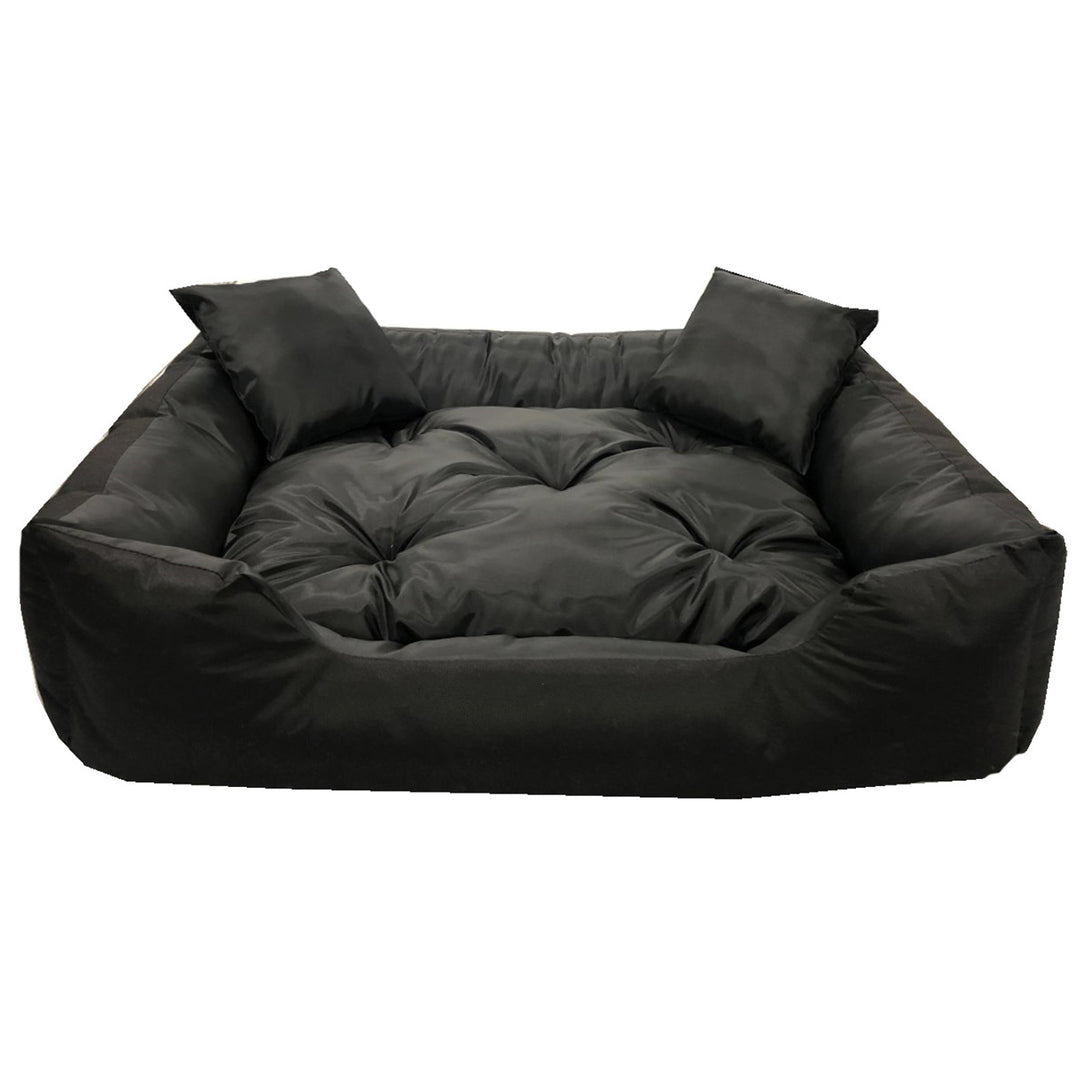 Cama KingDog Ecco para cães e gatos com almofada. Material impermeável lavável 55x45 cm cor preta