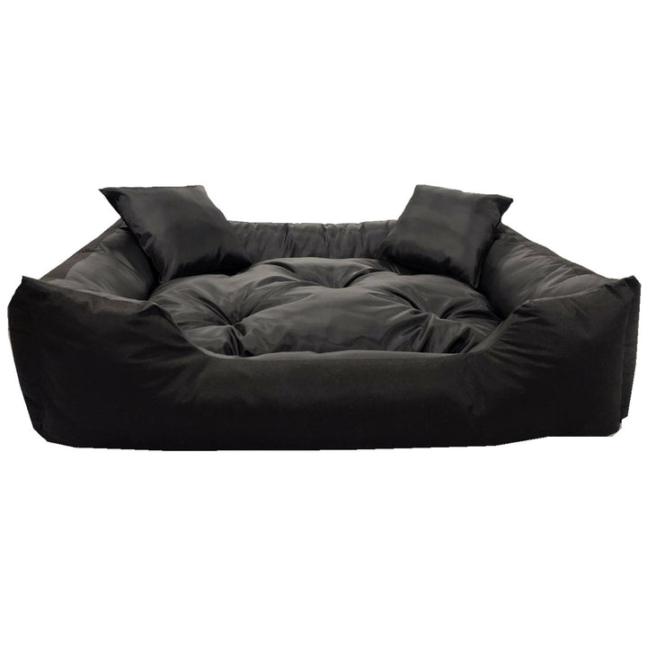 Cama KingDog Ecco para cães e gatos com almofada. Material impermeável lavável 55x45 cm cor preta