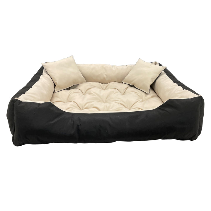 Cama Ecco para cães e gatos com almofada bege e preta Nylon impermeável para animais de estimação Lavável Material impermeável Tamanho interno: 40x30 / Tamanho externo: 55x45cm Preto