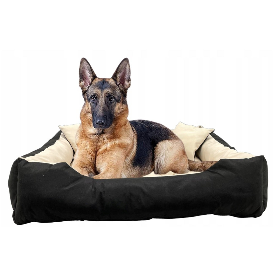 Cama Ecco para cães e gatos com almofada tamanho S bege e preto nylon impermeável para animais de estimação lavável material impermeável tamanho interno: 60x50 / tamanho externo: 75x65cm