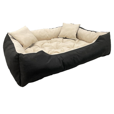 Cama para cães e gatos Ecco com almofada Tamanho XXL Bege e preto Nylon impermeável para animais de estimação Lavável Material impermeável Dimensões internas: 130x100 / Dimensões externas: 145x115cm