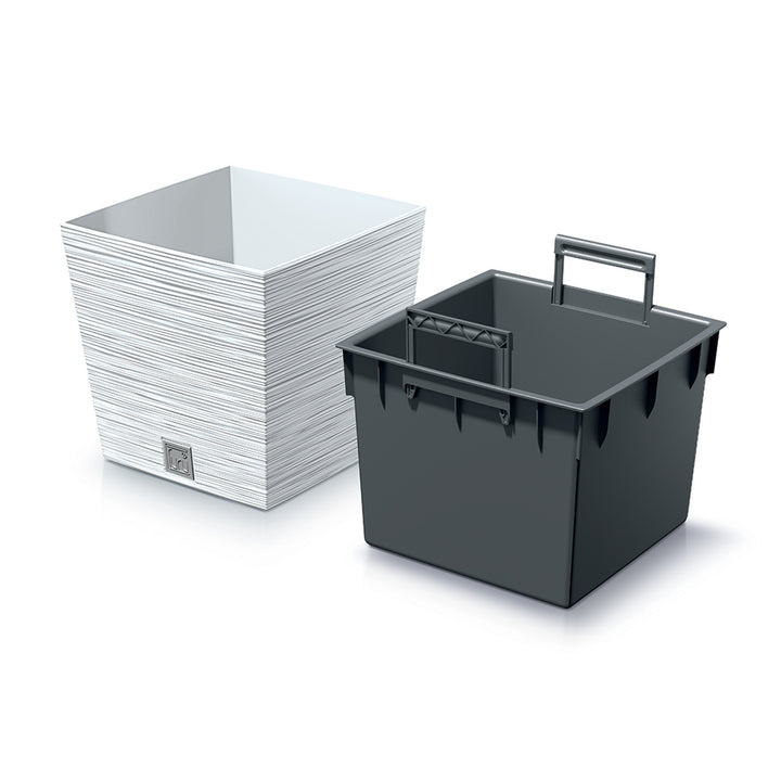 Pote baixo Prosperplast Furu Square com inserção DFS300-S449 - branco