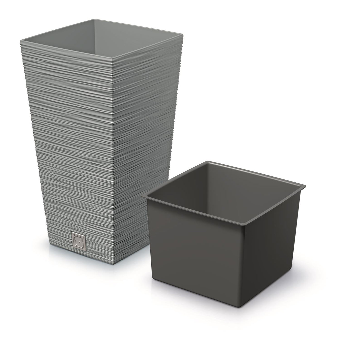 Vaso quadrado Prosperplast Furu com inserto DFSH200-422U - cor concreto (cinza)