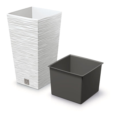 Vaso quadrado Prosperplast Furu com inserto DFSH200-S449 - branco