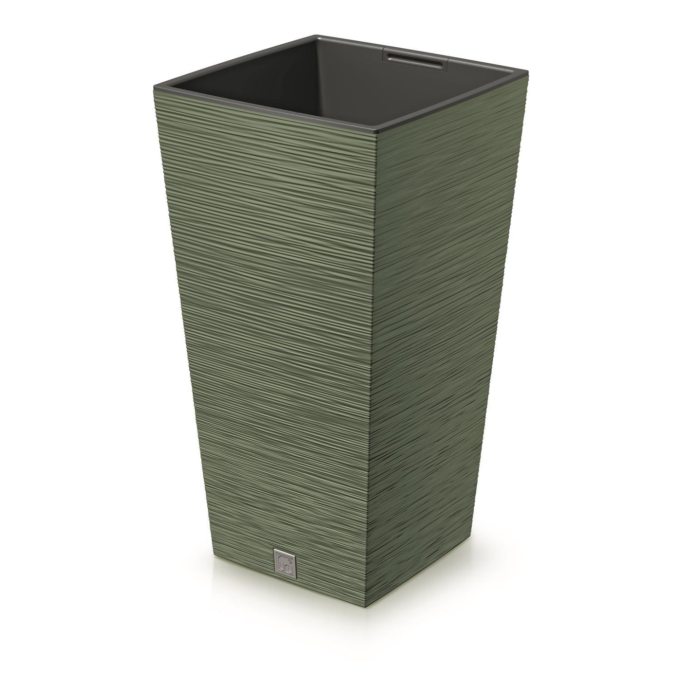 Vaso quadrado Prosperplast Furu com inserto DFSH240-5615C - cor verde terra