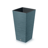 Vaso de flores quadrado Prosperplast Furu com inserção DFSH350-5415C - cor azul escandinavo