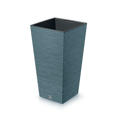 Vaso de flores quadrado Prosperplast Furu com inserção DFSH350-5415C - cor azul escandinavo