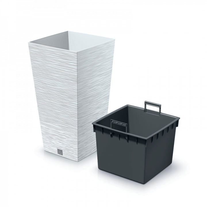 Vaso quadrado Prosperplast Furu com inserto DFSH350-S449 - branco