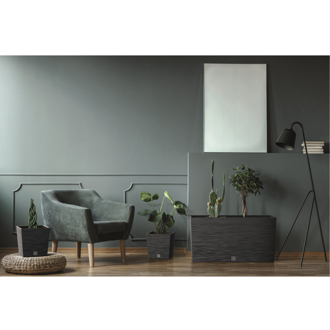 Prosperplast Furu Case Medio Jardinera con Maceta Macetero con Tiesto para Plantas Interior y Exterior Plástico Resistente Rectangular 77x23,5x40,6cm (Antracita)
