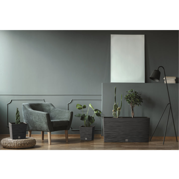 Prosperplast Furu Case Medio Jardinera con Maceta Macetero con Tiesto para Plantas Interior y Exterior Plástico Resistente Rectangular 77x23,5x40,6cm (Antracita)