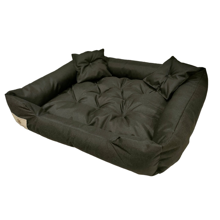 Cama para cães e gatos Prestige com almofada Codura Cama para cães Cesto para animais de estimação Material lavável à prova d'água (Dimensões internas: 130x100 / Dimensões externas: 145x115cm, preto)