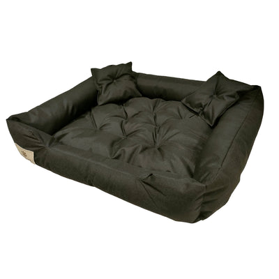 Prestige Cama para Perros y Gatos con Cojín Codura Cama para Perros Cesto para Mascotas Material Impermeable Lavable (Dimensiones Interiores: 130x100 / Dimensiones Exteriores: 145x115cm, Negro)