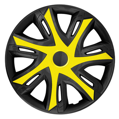Tapacubos NRM N-Power para Llantas de Acero Embellecedores de Rueda Bicolor Juego de 4 para Vehículo KFZ Plástico ABS (Amarillo/negro, 14")