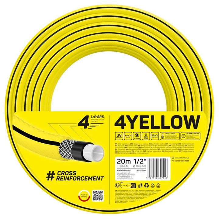 mangueira de jardim CELLFAST 4YELLOW 10-500 1/2" 20 m 4 camadas