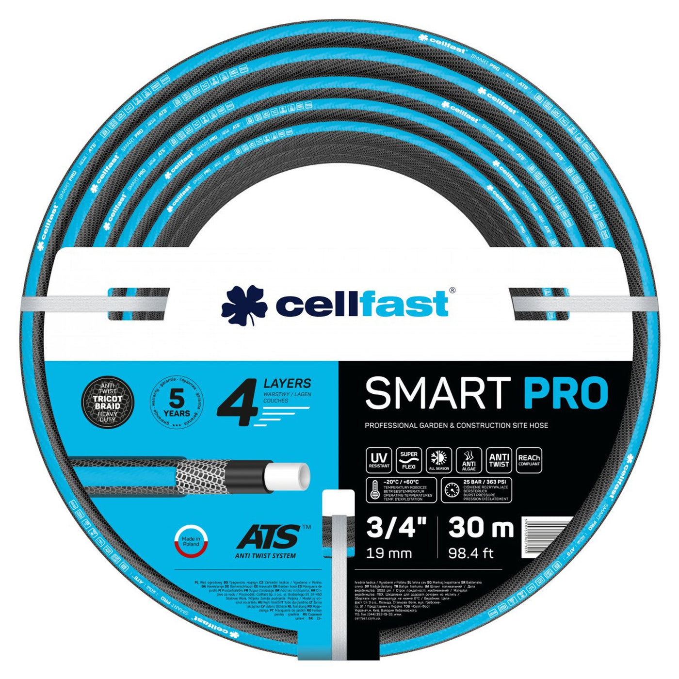 Manguera de jardín CELLFAST SMART PRO ATS 3/4 30m 13-421 4-capas