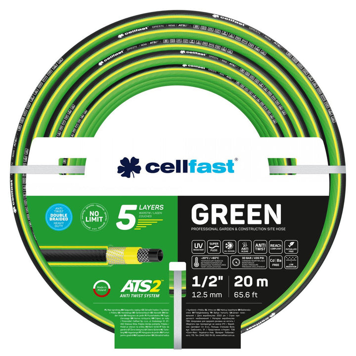 Mangueira de jardim CELLFAST GREEN ATS2 15-102 1/2". 20m 5 camadas