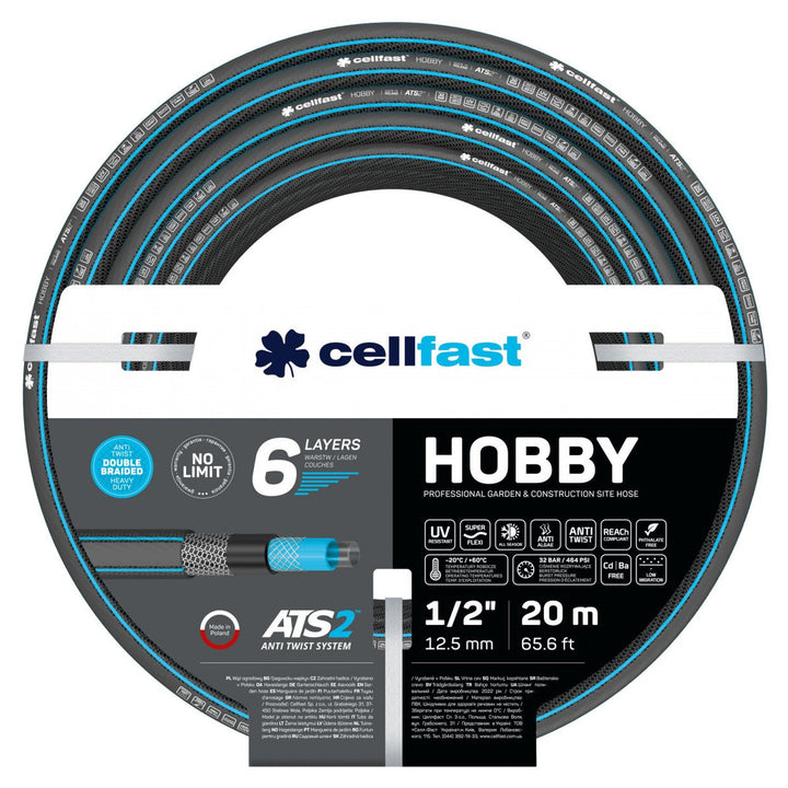 Mangueira de jardim CELLFAST HOBBY ATS2 1/2 20m 6 camadas
