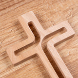 Luda Studio Cruz suspensa de madeira Cruz moderna cruz de parede (natural, 18x12x1,5 cm)