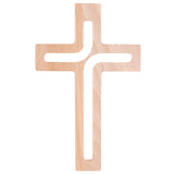 Luda Studio Cruz suspensa de madeira Cruz moderna cruz de parede (natural, 18x12x1,5 cm)