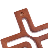 LUDA STUDIO Cruz moderna de madeira suspensa cruz de parede marrom 25x16x1,6 cm