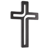 Cruz suspensa de madeira moderna preta 30x18x1,8 cm