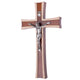 Cruz Colgante de Madera Bicolor Cruz de Pared con Símbolo de la Pasión (22x12x1,6cm)