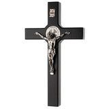 Cruz de madeira de São Bento Pendente Cruz com Símbolo da Paixão (Preto, 22x12x1,8cm)