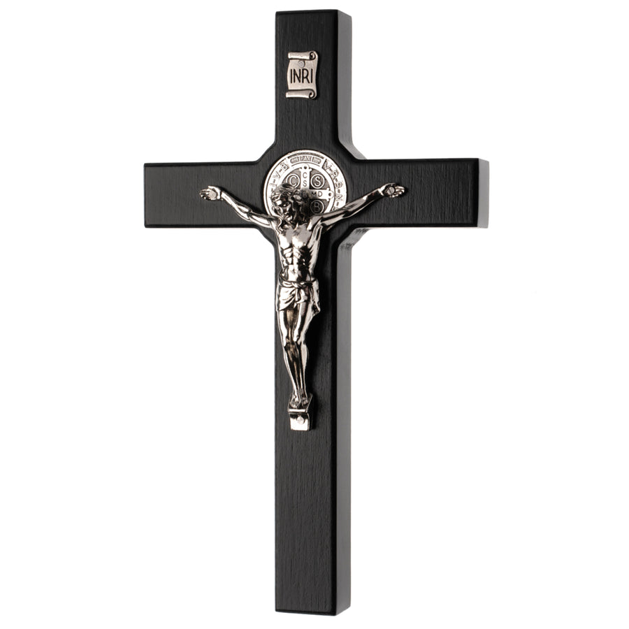 Cruz de madeira de São Bento Pendente Cruz com Símbolo da Paixão (Preto, 22x12x1,8cm)