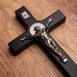 Cruz de madeira de São Bento Pendente Cruz com Símbolo da Paixão (Preto, 22x12x1,8cm)