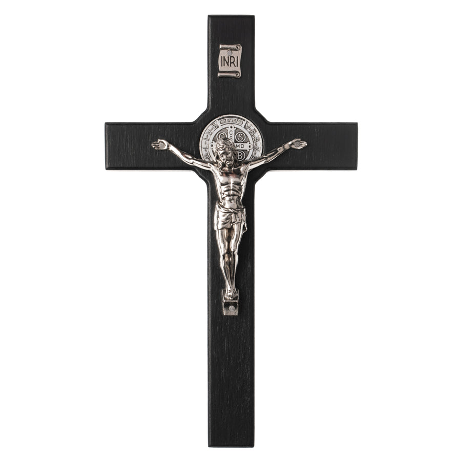 Cruz de madeira de São Bento Pendente Cruz com Símbolo da Paixão (Preto, 22x12x1,8cm)