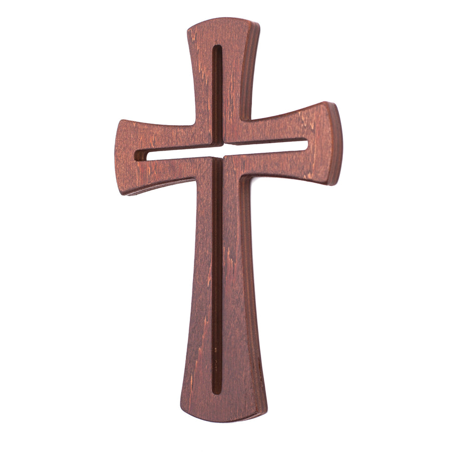 Cruz Pendurada em Contraplacado Cruz Moderna Cruz (Marrom, 18x11x1cm)
