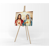 Pintura em tela Coração de Jesus Coração de Maria (60x90 cm)