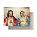 Pintura em tela Coração de Jesus Coração de Maria (60x90 cm)