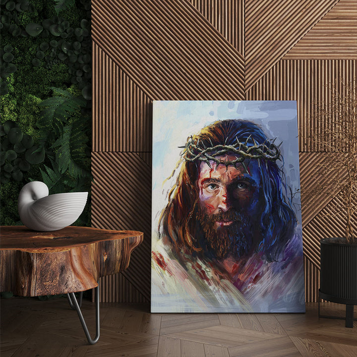 Drewniane Krzyże Pintura em Tela Jesus Cristo com a Coroa de Espinhos (20x30cm)