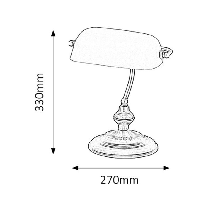 RABALUX BANCO 4038 Candeeiro de mesa de metal com abajur de vidro verde